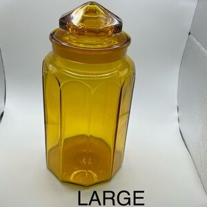 LE Smith Dakota Amber Paneled Apothecary Glass Storage Jar Canister 9.5” x 6”
